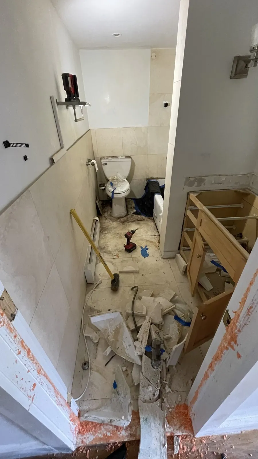 Second bathroom stripped out and wrecked before the rebuild